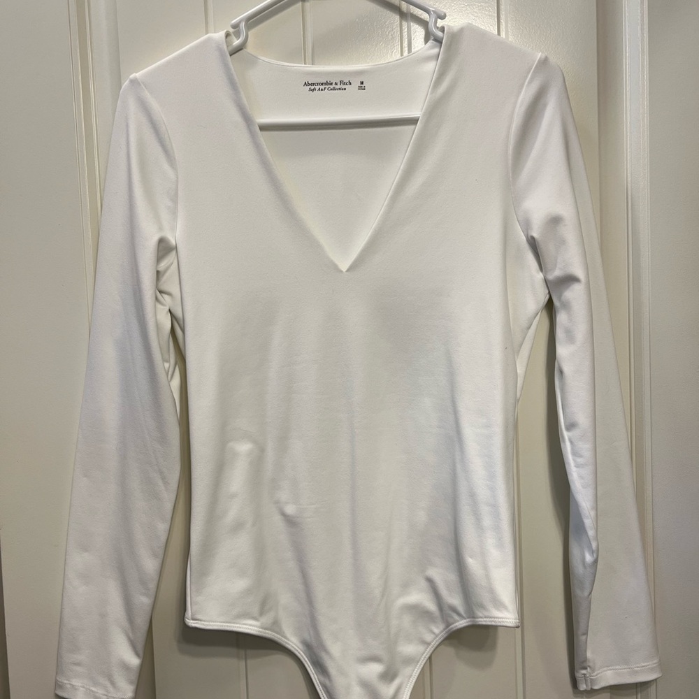 Abercrombie & Fitch White Fitted Long Sleeve Bodysuit
